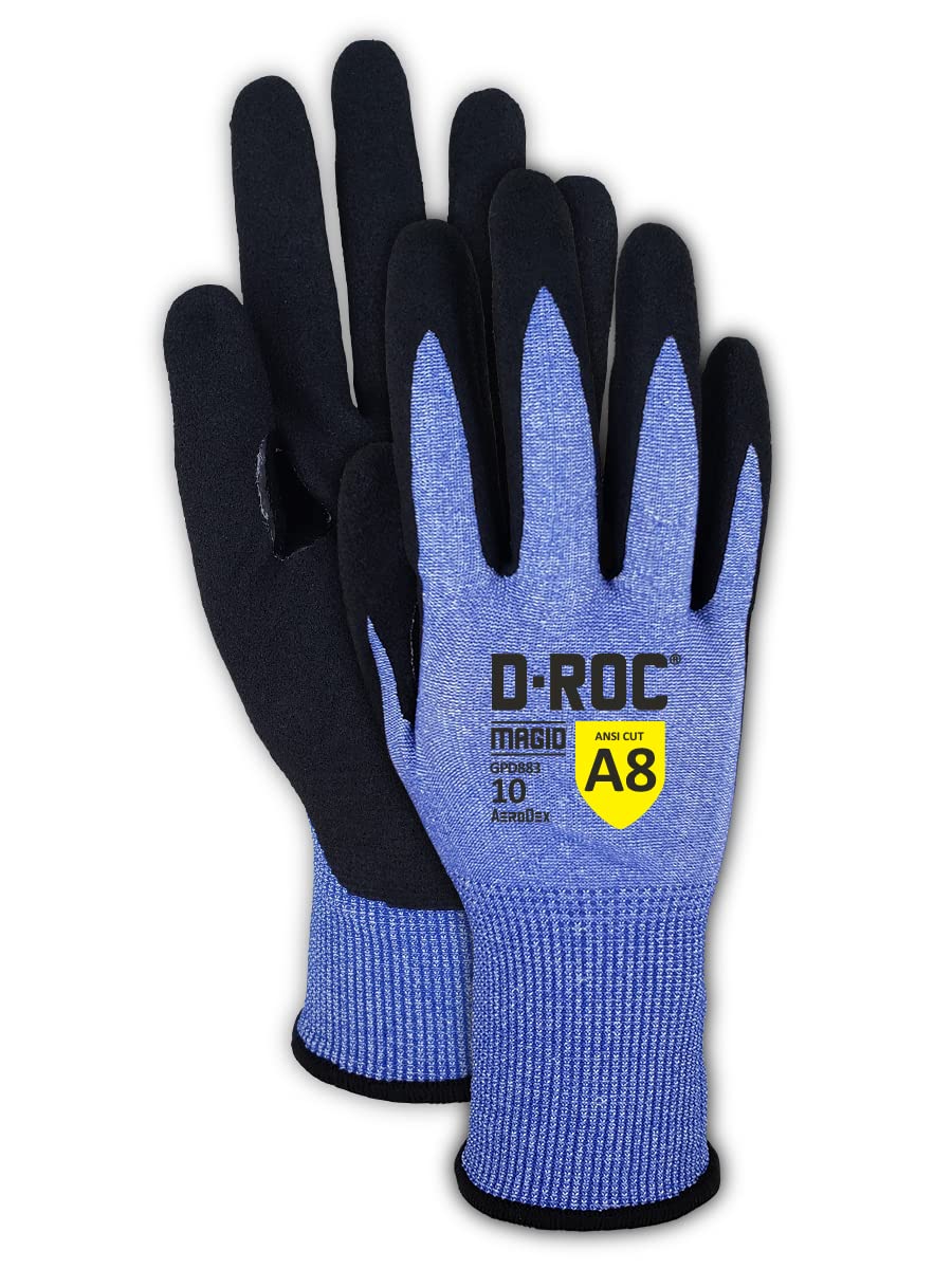 MAGID D-ROC AeroDex ANSI A8 VersaTek Grip Coated Palm Work Gloves